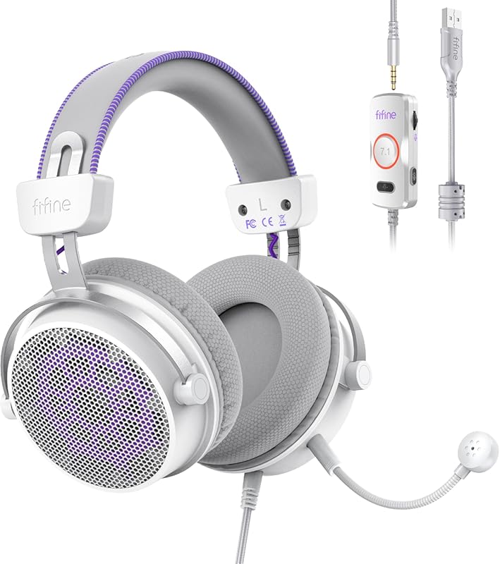 FIFINE H18V WP Open‑Back Gaming Headset 7.1 Surround Sound, USB/3.5mm