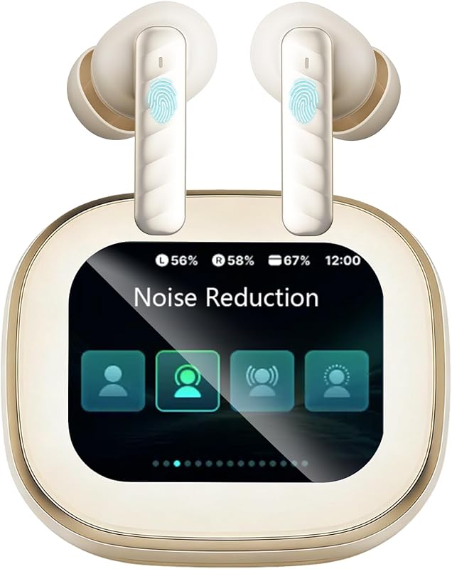Wireless ANC Earbuds with Smart Touch Screen – 60 Hour Playtime, IPX5