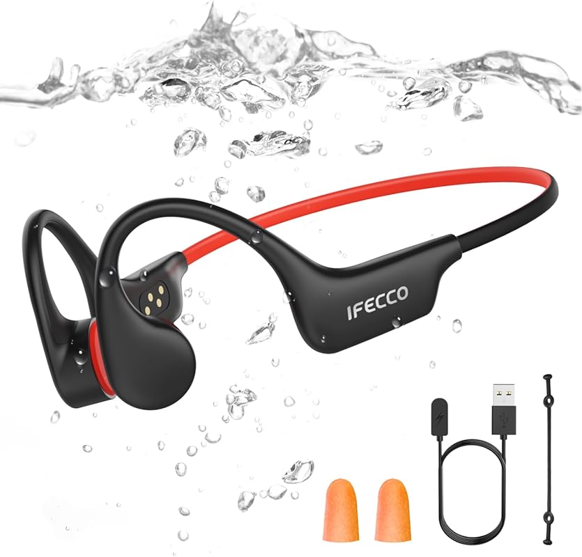 IFECCO Waterproof Bone Conduction Headphones for Swimming, Bluetooth 6