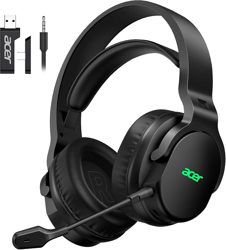 Acer Wireless Gaming Headset for PS5 PC Switch Mac, Tri-Mode 2.4GHz Bl