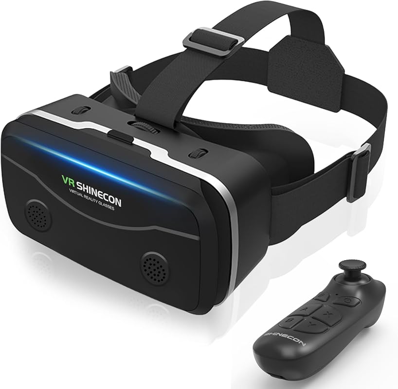 VR Headset with Bluetooth Remote for iPhone & Android, HD Aspheric Len
