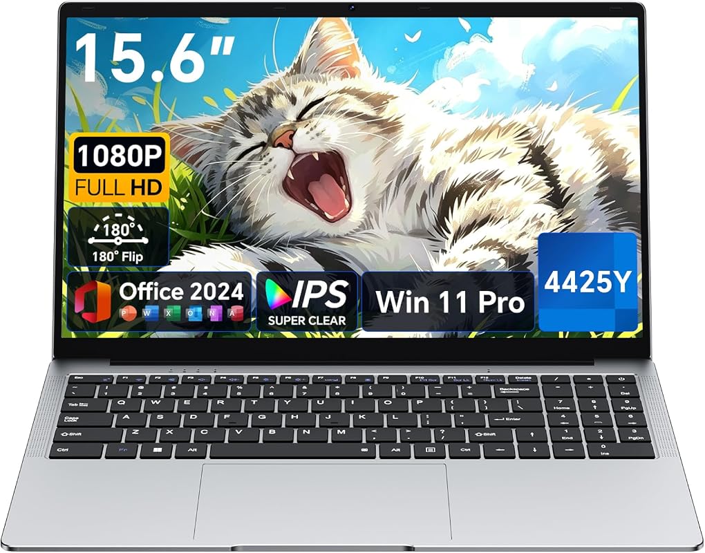 EYY 15.6 Inch Laptop with Office 2024, Intel Pentium 4425Y, 4GB RAM, 1