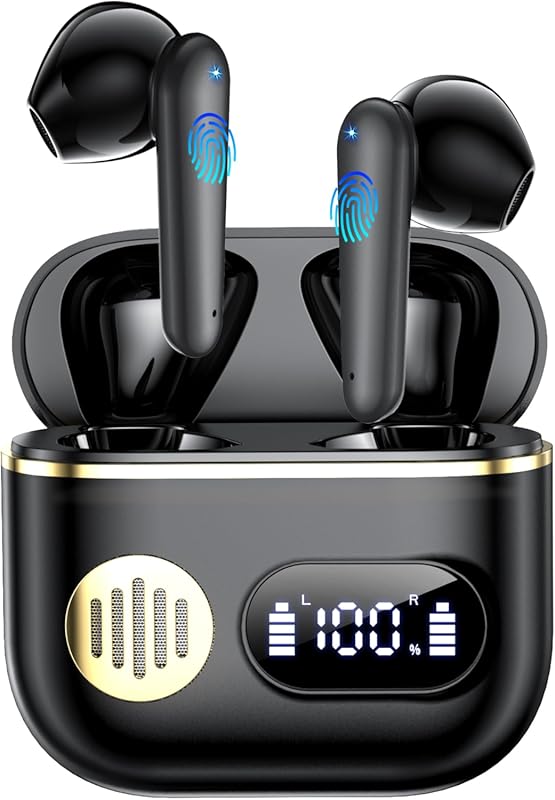 Bluetooth 6.1 Wireless Earbuds, AI Translation, Dual LED Display, Bass