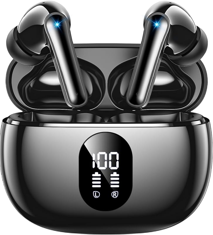 Bluetooth 5.3 Wireless Earbuds with Deep Bass, 48 h Playtime, LED Disp