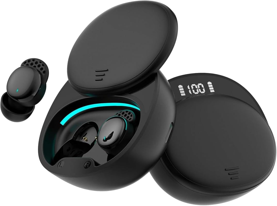 Deep Black Wireless Sleep Earbuds – Noise Cancelling, Sleep Mode, LED 