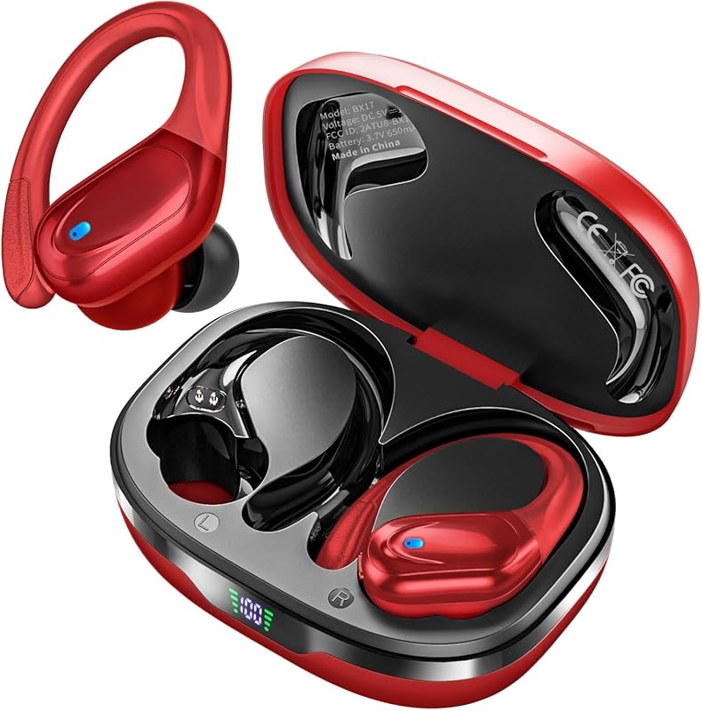 HAOYUYAN Wireless Sports Earbuds – 80 h Playtime, LED Power Display, N