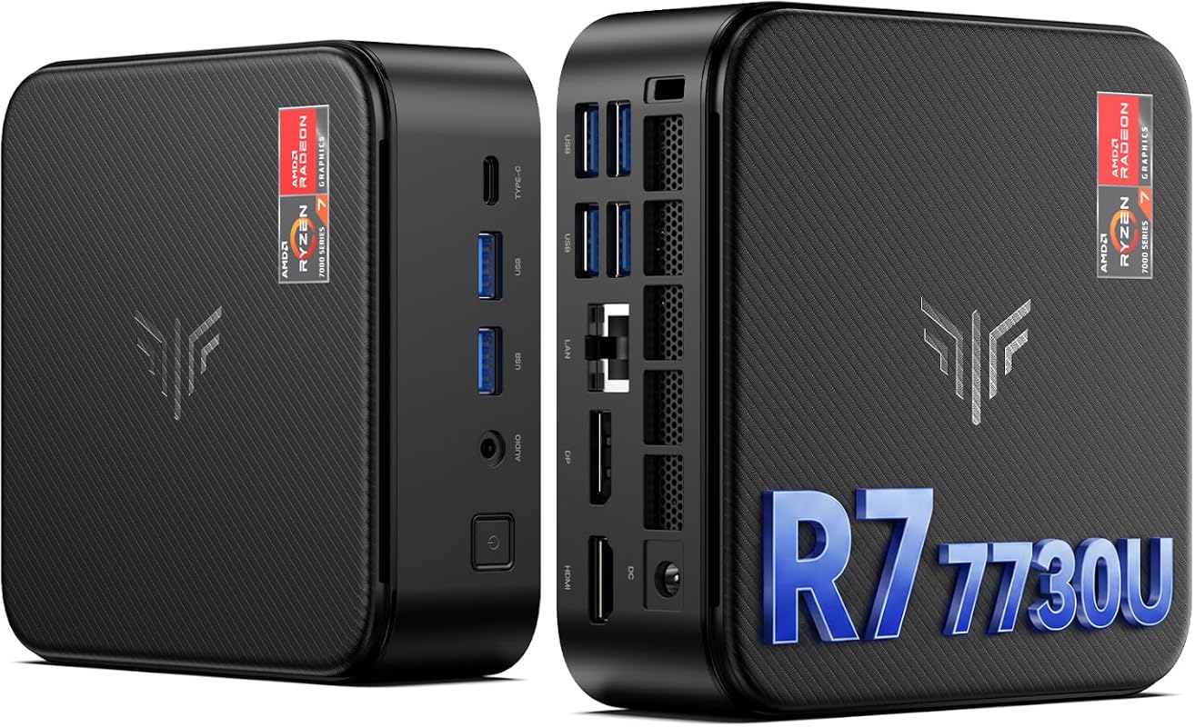 KAMRUI E3B Mini Gaming PC with Ryzen 7 7730U, 32GB RAM, 1TB SSD, 4K Tr