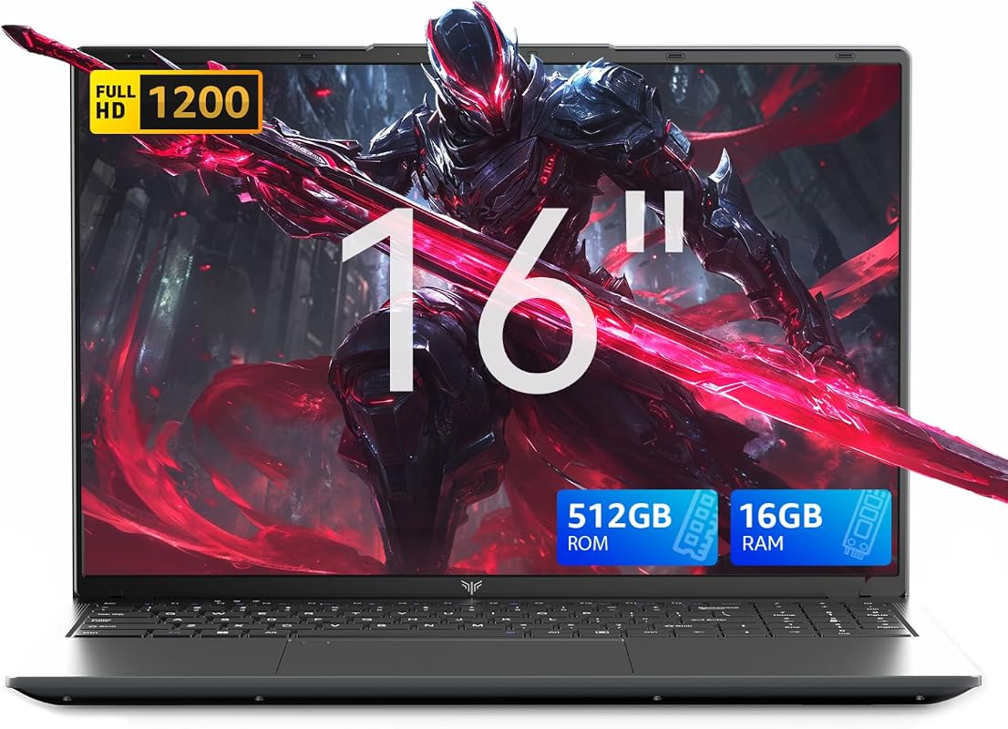 KAIGERR 16 Inch Light Gaming Laptop with AMD Ryzen R2544, 16GB DDR4, 5