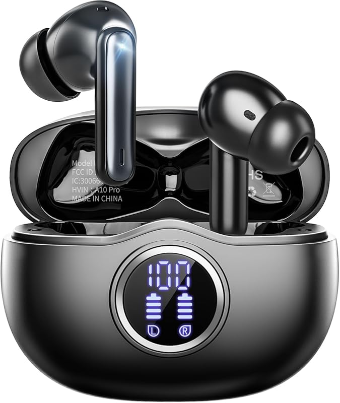 Bluetooth 5.3 Earbuds with HiFi Sound, 50‑Hour Playback, LED Display,