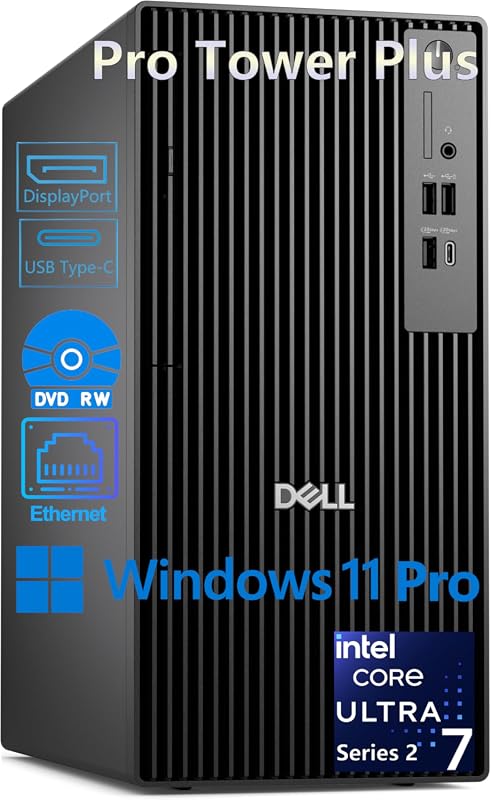 Dell Pro Tower Plus Desktop, Intel Core Ultra 7, 32GB DDR5, 2TB SSD, A