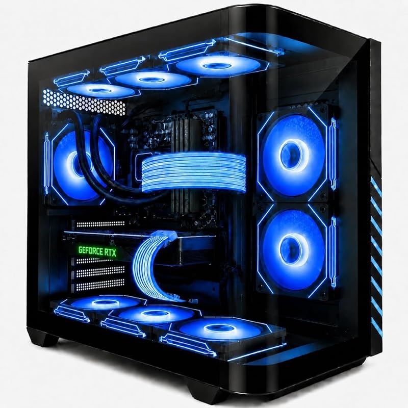 Gaming Desktop PC: Liquid-Cooled 12-Core, GeForce RTX 4060, 64GB RAM,