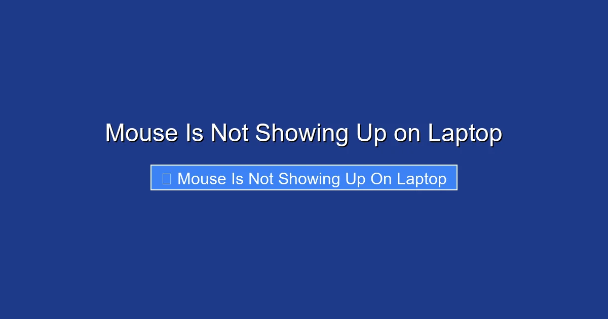 Mouse Is Not Showing Up on Laptop