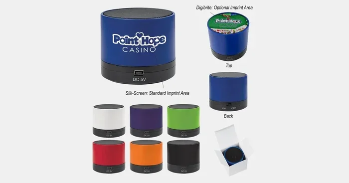 Imprinted Wireless Mini Cylinder Speakers