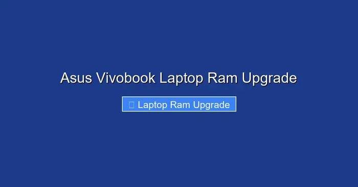 Asus Vivobook Laptop Ram Upgrade